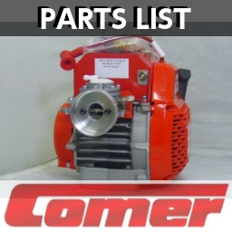 コマーエンジンやCOMER-W60エンジンのパーツ、ティロットソンキャブレター等の部品販売とパーツリストの紹介